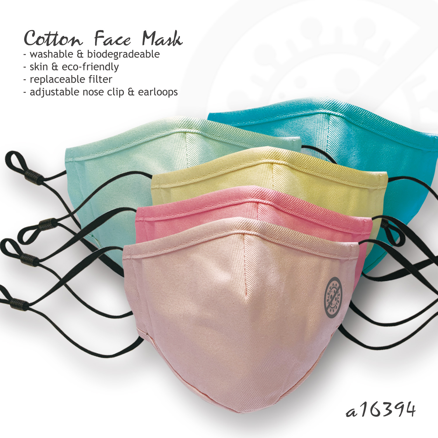 Cotton Face Mask with Anti-Virus Pattern