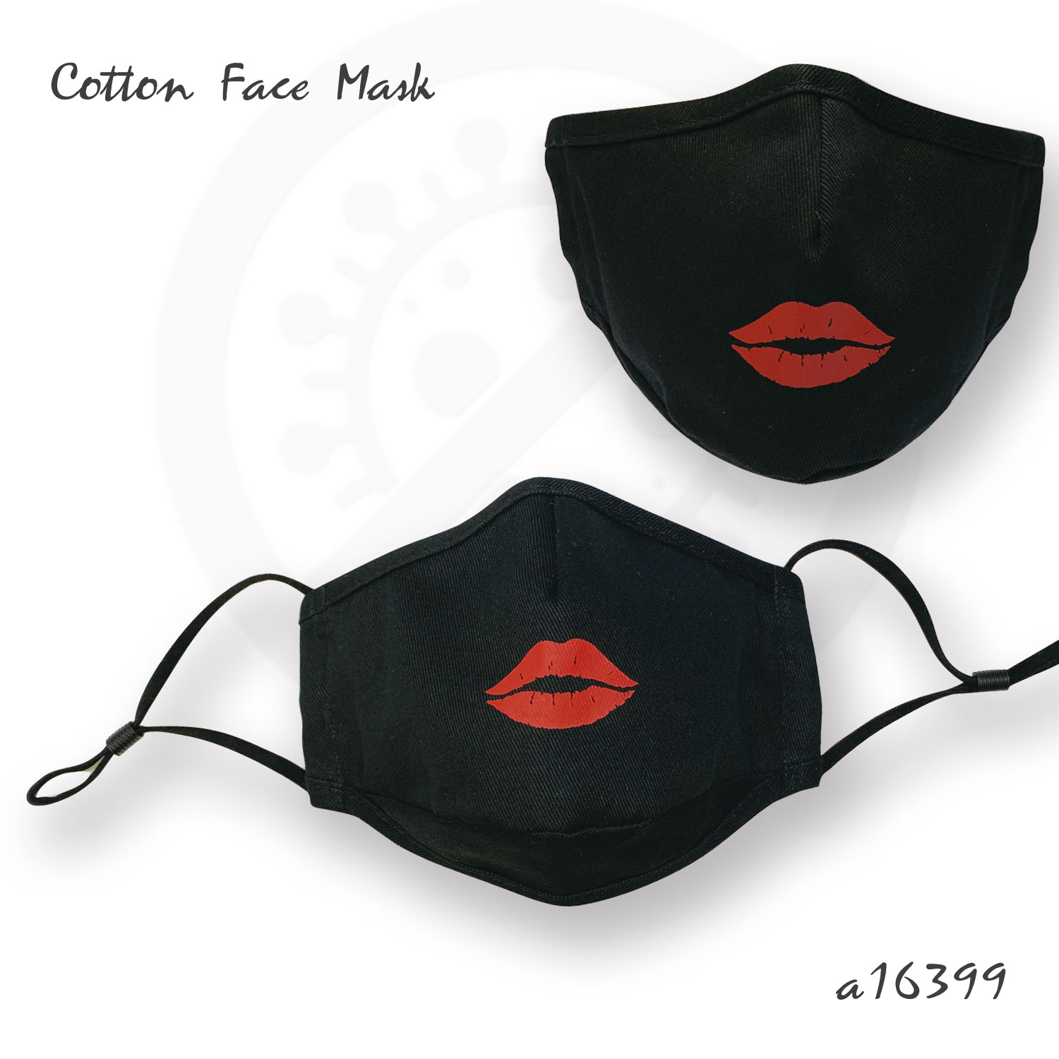 Cotton Face Mask with Lips Print