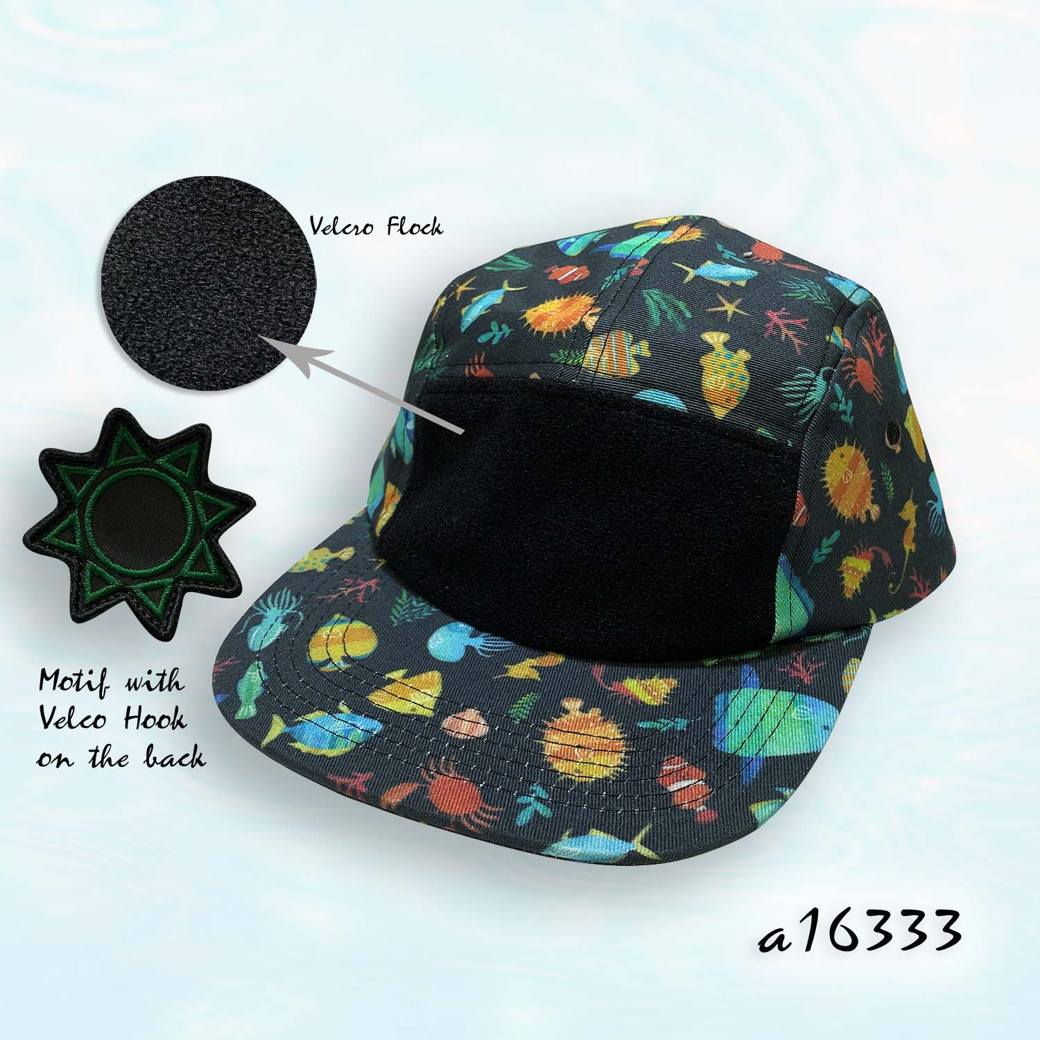 Hook & Loop Motif Snapback Digital Printed Camper